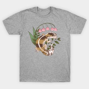 African Fat-Tailed Gecko with Lily of the Valley T-Shirt